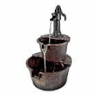 Gardenkraft 2 Tier Rustic Barrel Fountain With 2.55M Cable - Brown