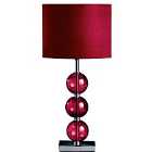 Premier Housewares Mistro Table Lamp with Red Orb Chrome Base & Red Faux Suede Shade