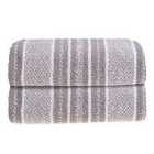 Allure 2 Pack Stripe Bath Towels - Grey