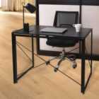 House of Home Folding/Collapsing Black Metal Frame Table With Black Table Top
