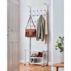 House of Home Multi Purpose Stand 18 Hooks For Clothes Shoes Hats Bags - White