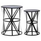 Interiors By PH Set Of 2 Black Metal Tables Iron Top