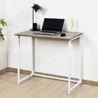 House of Home Folding/Collapsing White Metal Table With Rustic Oak Effect Table Top
