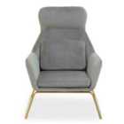 Interiors By PH Highback Velvet Chair Grey Gold Legs