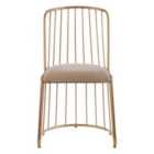 Interiors By PH Gold Finish Chair White Linen