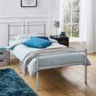 House of Home Extra Strong Single Metal Bed Frame In Silver