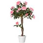 Outsunny 3' Artificial Rose Tree Fake Decorative Pot Pink