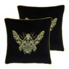 Paoletti Cerana Twin Pack Polyester Filled Cushions Black