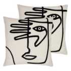 Furn. Mono Face Twin Pack Polyester Filled Cushions Linen