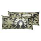 Paoletti Malaysian Palm Twin Pack Polyester Filled Cushions Mink