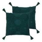 Furn. Halmo Twin Pack Polyester Filled Cushions Teal