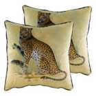 Evans Lichfield Kibale Leopard Twin Pack Polyester Filled Cushions Multi