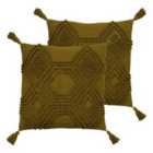 Furn. Halmo Twin Pack Polyester Filled Cushions Moss