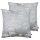 Ashley Wilde Japonica Twin Pack Polyester Filled Cushions Silver
