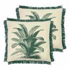 Paoletti Ecuador Twin Pack Polyester Filled Cushions Natural/Emerald