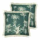 Paoletti Ecuador Twin Pack Polyester Filled Cushions Emerald/Natural