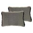 Paoletti Tangier Twin Pack Polyester Filled Cushions Monochrome 40 x 60cm