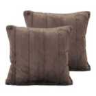 Paoletti Empress Twin Pack Polyester Filled Cushions Taupe 55 x 55cm