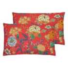 Furn. Azalea Twin Pack Polyester Filled Cushions Red