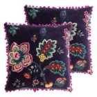 Paoletti Palampur Twin Pack Polyester Filled Cushions Damson