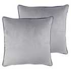 Paoletti Meridian Twin Pack Polyester Filled Cushions Silver/Navy