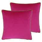 Paoletti Meridian Twin Pack Polyester Filled Cushions Hot Pink/Lime