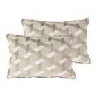 Paoletti Delano Twin Pack Polyester Filled Cushions Ivory/Taupe