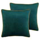Paoletti Meridian Twin Pack Polyester Filled Cushions Teal/Clementine