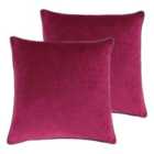 Paoletti Meridian Twin Pack Polyester Filled Cushions Cranberry/Mocha