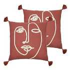 Furn. Uno Face Twin Pack Polyester Filled Cushions Red Clay