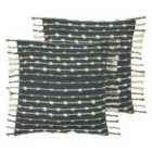Furn. Dhadit Twin Pack Polyester Filled Cushions Charcoal/Natural