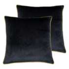 Paoletti Meridian Twin Pack Polyester Filled Cushions Black/Gold