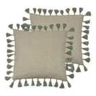 Furn. Dune Twin Pack Polyester Filled Cushions Sage
