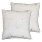 Paoletti New Diamante Twin Pack Polyester Filled Cushions Cream 55 x 55cm