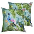 Evans Lichfield Peacock Outdoor Twin Pack Polyester Filled Cushions Multi