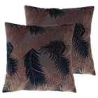 Paoletti Palm Grove Twin Pack Polyester Filled Cushions Blush/Navy