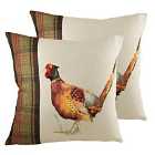 Evans Lichfield Hunter Pheasant Twin Pack Polyester Filled Cushions Multi 43 x 43cm