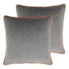 Paoletti Meridian Twin Pack Polyester Filled Cushions Grey/Clementine