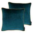 Paoletti Meridian Twin Pack Polyester Filled Cushions Teal/Tiger
