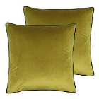 Paoletti Meridian Twin Pack Polyester Filled Cushions Moss/Emerald