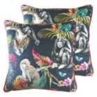 Evans Lichfield Jungle Monkey Twin Pack Polyester Filled Cushions Blue