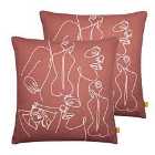 Furn. Body Art Twin Pack Polyester Filled Cushions Clay Red