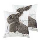 Evans Lichfield Photo Hare Twin Pack Polyester Filled Cushions Multi