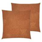 Furn. Hidden Cheetah Twin Pack Polyester Filled Cushions Terracotta