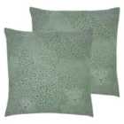 Furn. Hidden Cheetah Twin Pack Polyester Filled Cushions Sage
