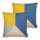 Furn. Alessa Geometric Striped Sustainable Twin Pack Polyester Filled Cushions Multi