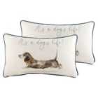 Evans Lichfield Oakwood Dog Twin Pack Polyester Filled Cushions Multi