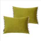 Paoletti Fiesta Twin Pack Polyester Filled Cushions Bamboo/Natural