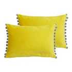 Paoletti Fiesta Twin Pack Polyester Filled Cushions Yellow/Silver