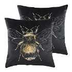 Evans Lichfield Goldbee Twin Pack Polyester Filled Cushions Black 43 x 43cm